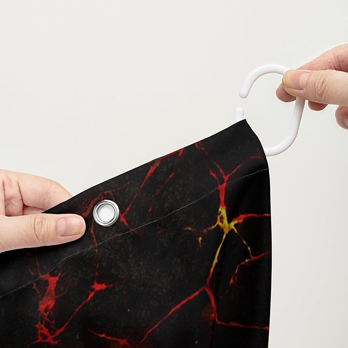 AILONEN Rose Shower Curtain for Bathroom,Purple Red Flame Fire Rose Hearts Print Bath Curtain,Modern Print Decoration Waterproof Shower Curtain with 12 Plastic Hooks, 60" W*72" H