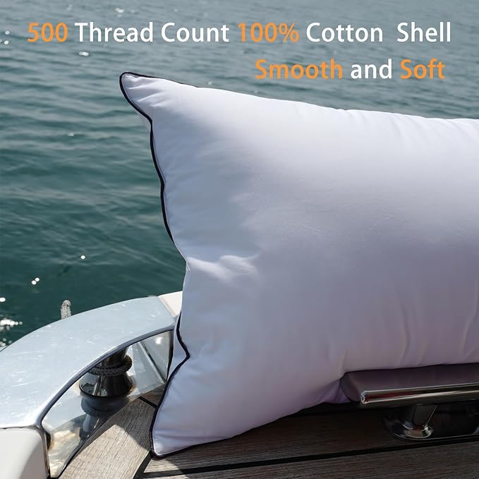 Luxury Hungarian White Goose Down Pillows Queen Size (Pack of 2) - 750 Fill Power - 500 Thread Count 100% Cotton Shell - Soft and Support Down Bed Pillow for Sleeping - Queen (20 x 28”)