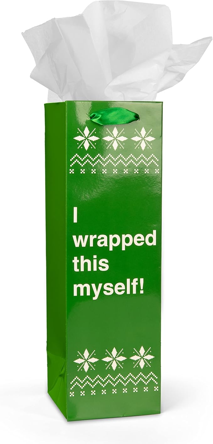 Tipsy Elves Christmas Gift Bags with Included Tissue Paper - Holiday Wine and Bottle Bags - One Size Only - Pack of 6 Bags