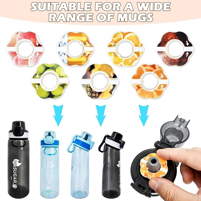 Newly Upgraded 7 Flavor Pods for Air Water Bottle, Fruit Fragrance Pods Accessory for Scent Water Cup, 0 Sugar 0 Calories Fruit Fragrance Pods for Outdoor Sports, Daily Exercise, Fitnes