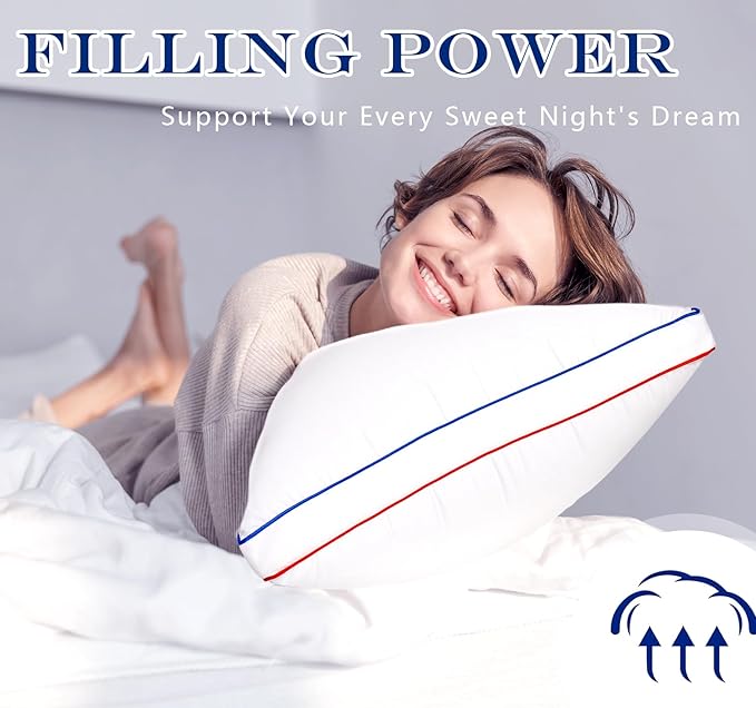 Pillows King Size Set of 2, Fluffy Bed Pillows for Sleeping, King Pillows 2 Pack with Hotel Quality, Medium Firm and Supportive Down Alternative Pillow for Side and Back Sleeper, 20" x 34"