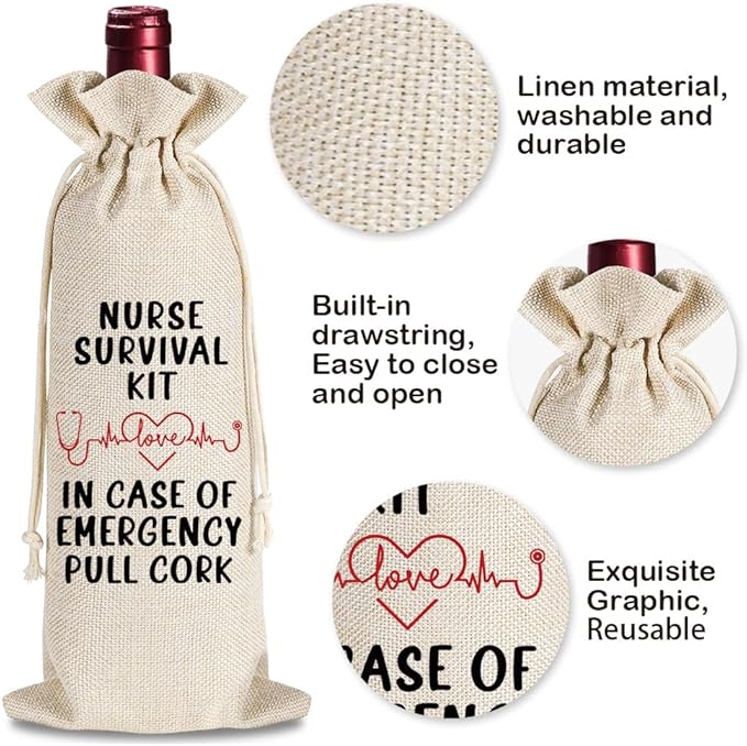 YAANUNULU Nurse Wine Bag Gifts for Women, Gifts for Nurses, Nurses Retirement Appreciation Birthday Graduation Gifts, Nurse Practitioner Gifts, Nursing Survival Kit-Nurse Gifts