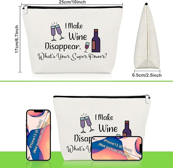 Wine Lovers Gifts Wine Drinker Gifts Makeup Bag Wine Gifts for Mom Wife Sister Friendship Gifts Wine Gifts for Wine Lovers Appreciation Gifts for Friends Christmas Birthday Cosmetic Pouch