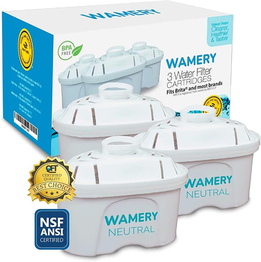 Wamery Replacement Filters 3 Pack for Brita Maxtra, Marella, Mavea Water Filter Pitcher. Cartridge Model 1001122