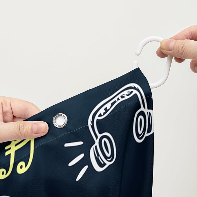 AILONEN Graffiti Note Music Shower Curtain,Hip Hop Music Art Bath Curtain Minimalist Bathroom Curtain 72" W*96" H Polyester Waterproof Bathroom Curtain with 12 Hooks