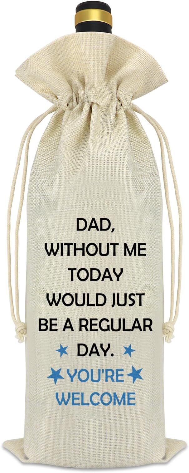 Funny Gifts for Dad Fathers Day Wine Gift Bag Dad Gifts from Daughter Son First Fathers Day Dad Gifts for New Dad Birthday Christmas Valentine's Day Gifts for Dad Daddy Stepdad Wine Bottle Bag Cover