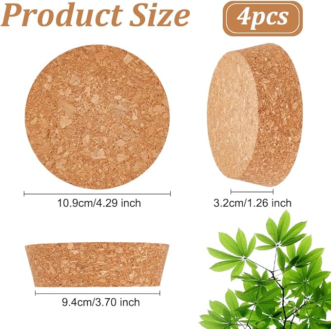 OLYCRAFT 4 Pcs Large Cork Stoppers Tapered Cork Plugs Wood Corks Lids Bottle Lids Cork Stoppers 3.7~4.3 inch Wine Bottle Stoppers Wood Jar Cork for Kitchen Wedding Favor Canning - 3.2cm Thick