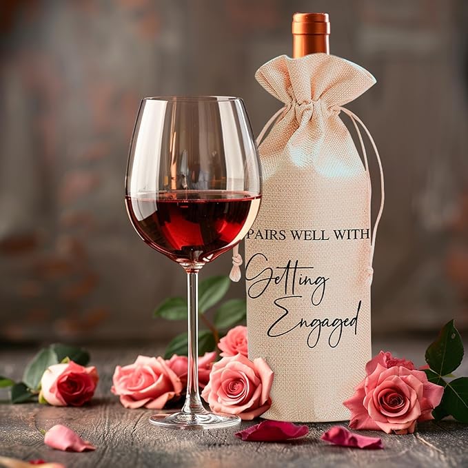comfit Wedding Wine Bag Engagement Gifts for New Couples,Bridal Shower Wine Gift Bag Mr and Mrs Marriage Wedding Gifts,Wine Champagne Gift Bag With Drawstring, Getting Engaged