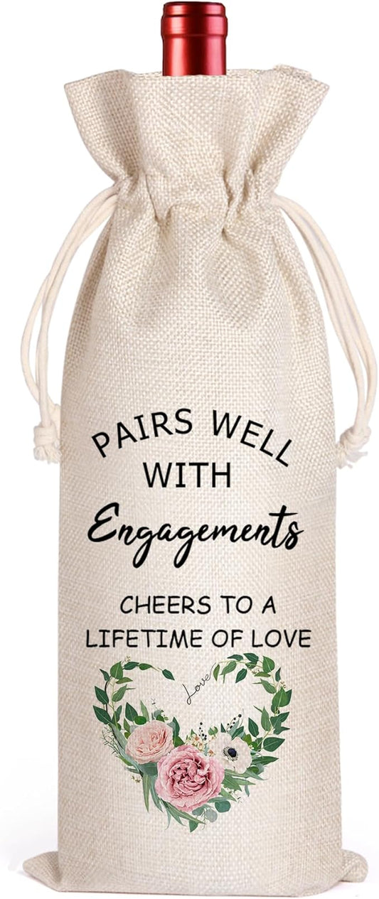 LANBAIHE Engagements Wine Bag, Gift for Getting Engaged, Couple, Gifts For Bride, Engagements, Wedding Wine Gift Bag