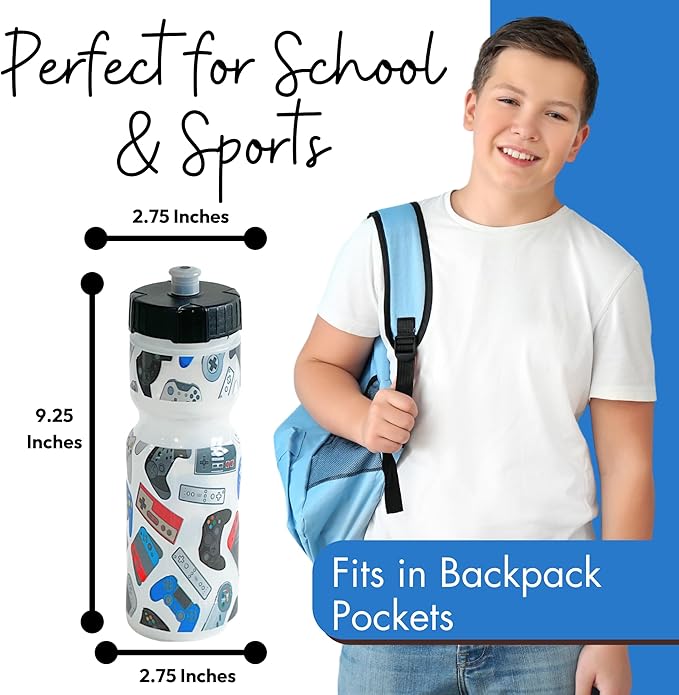 50 Strong Kids Water Bottle | 22 oz. BPA- Free Sports Squeeze Water Bottles with Pull Top Cap |Perfect Water Bottle for School | Reusable & Durable for Boys & Girls | Made in USA