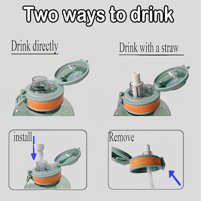 Sports Water Bottle, 50 Oz/1500mL, Leak Proof BPA Free Travel Outdoor For Men Women (Green)