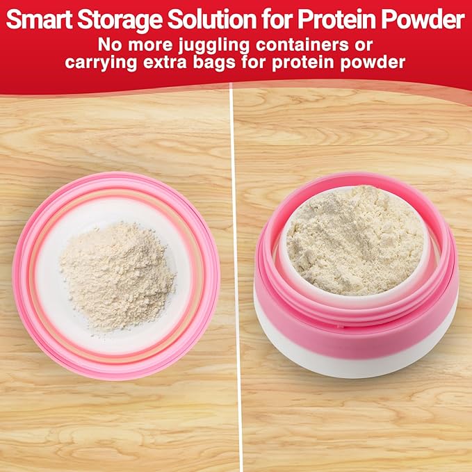 Protein Shaker Bottle Pink Collapsible - Food-Grade, Leakproof Lid 600mL 20oz Pink Shaker - Reusable Silicone Shaker Cups for Protein Shakes