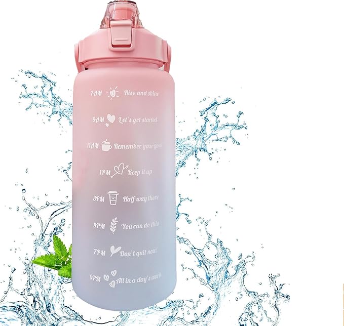 Frosted Gradient Color Rinking Bottles with Straw, Open Leakage Proof Sports Water Cup for Office, Gym, Outdoor(Pink)