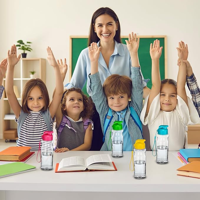 Tioncy 20 Pieces Plastic Water Bottles for Kids Bulk 17 oz Gym Sports Adults Kids Reusable Large Water Bottles Leakproof Drink Flip Top Bottles for Party Outdoor Children School