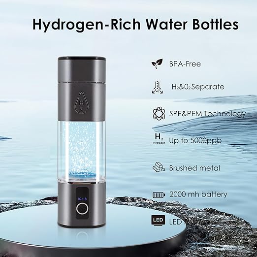 Hydrogen Water Bottle - Hydrogen Water Bottle Generator - Ion Bottle Hydrogen Water Ionizer - Water Hydrogenator - 5 Minutes Rapid Electrolysis Hydrobottle, Suitable for Traveling, Exercise, Gifting.