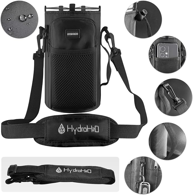 64 oz Insulated Water Bottle With Straw Pop-up & Auto Spout Lid, Flex Handel, Waterbottle Strap Carrier, Half Gallon Stainless Steel Water bottle (Green-Blue Gradient)