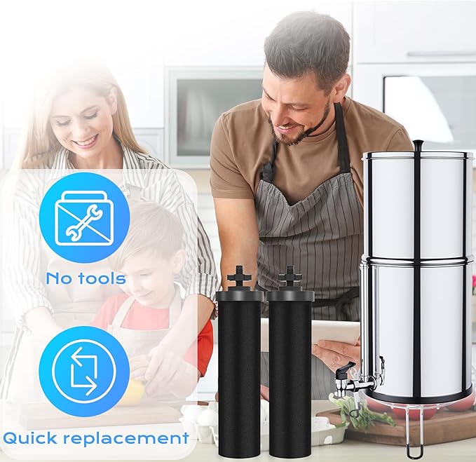 NSF/ANSI 42&372 Certified Water Filter，Gravity Water Filter Replacement for Berkey® BB9-2® Black Purification Elements and Berkey® Gravity Filter System, 4 Pack