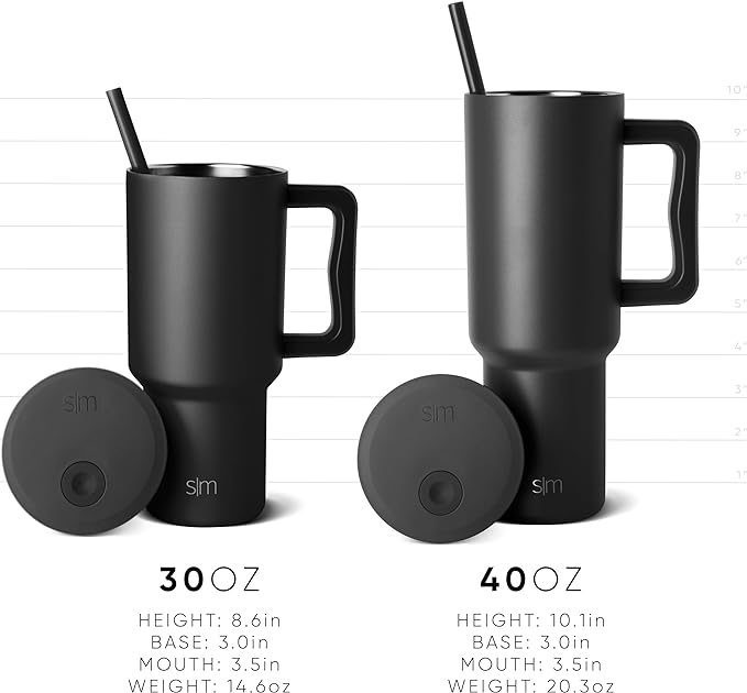 Simple Modern 40 oz Tumbler with Handle and Straw Lid | Insulated Cup Reusable Stainless Steel Water Bottle Travel Mug Cupholder Friendly | Gifts for Women Men Him Her | Trek Collection | Retro Mint