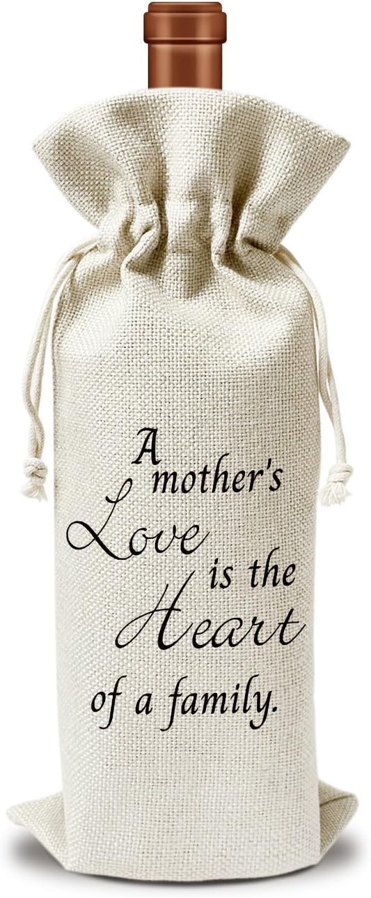 Mom Wine Gift Bag, Mom Gifts for Mom from Daughter Son, Gift for Mother Mama Mother-in-law, 1pcs Reusable Burlap Drawstring Wine Gift Bag for Wine Bottles, Mother's Day Holiday Party Favor -20