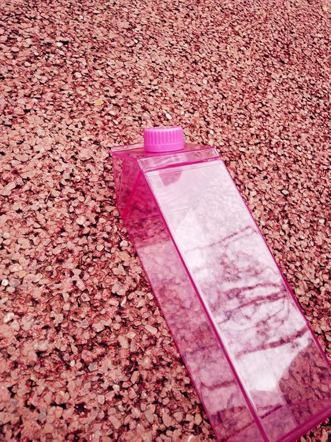 Jinberry 500ml/17Oz Cute Leakproof Milk Carton Water Bottle Portable Drinkware for Outdoor Climbing Tour or Camping