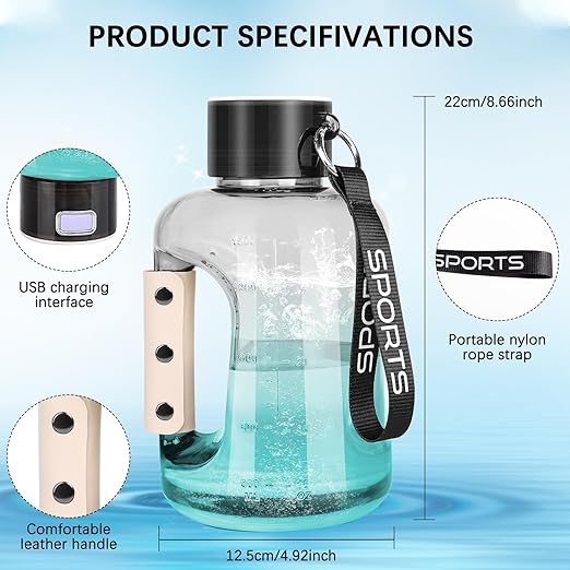 Hydrogen Water Bottle 1.5L Large Capacity, Portable Hydrogen Water Bottle Generator, Rechargeable 6Min Electrolysis Water Ionizer Machine Suitable for Outdoor Sports, Travel, Office, Gift for Love