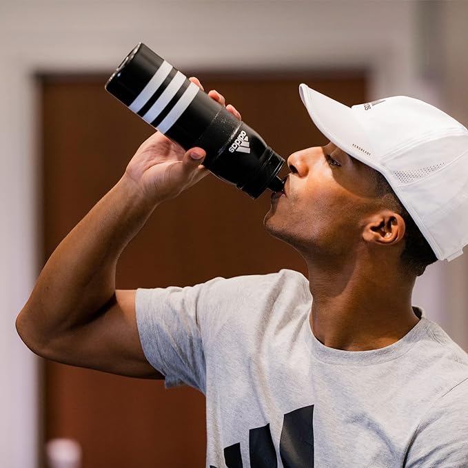 adidas 750 ML (28 oz) Stadium Refillable Plastic Sport Water Bottle, White/Black, One Size