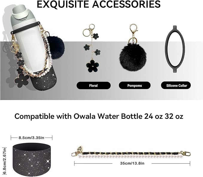 Water Bottle Handle Strap Compatible for Owala Accessories Compatible for Owala Boot Compatible for Owala Charms- Convenient, Stylish & Durable Hydration Solution for On-the-Go 24oz 32oz
