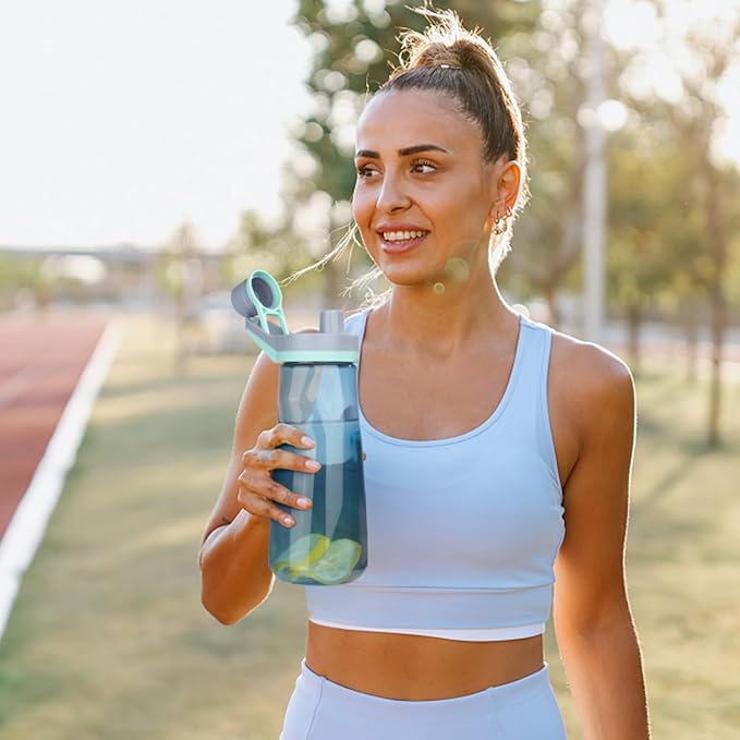 Kerilyn 32oz Water Bottle, Wide Mouth Plastic Water Bottles Chug Lid Sports Water Bottle, Reusable Water Bottle With Handle, Leak-Proof Clear Water Bottle for Travel, Fitness, Men, Women, Blue