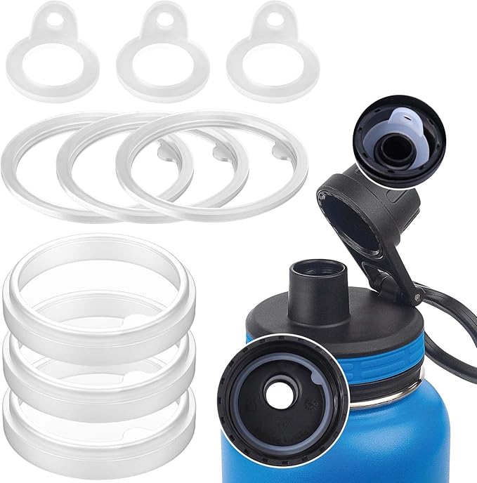 Lid Gasket Replacement for Thermoflask 24oz/32oz/40oz/64oz,Water Bottle Silicone Gaskets Each with Pick for Water Bottle Straw Lid, Chug Lid & Chug Spout