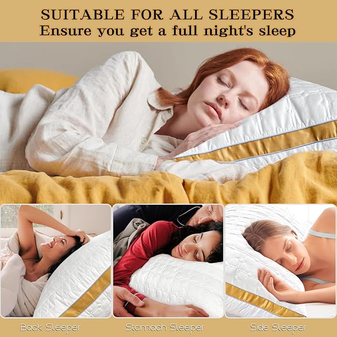 mislili Pillows Queen Size Set of 2, Hotel Quality Bed Pillows for Sleeping, Queen Pillows Set of 2 Support & Comfortable, Down Alternative Queen Pillows 2 Pack for Back, Stomach or Side Sleepers