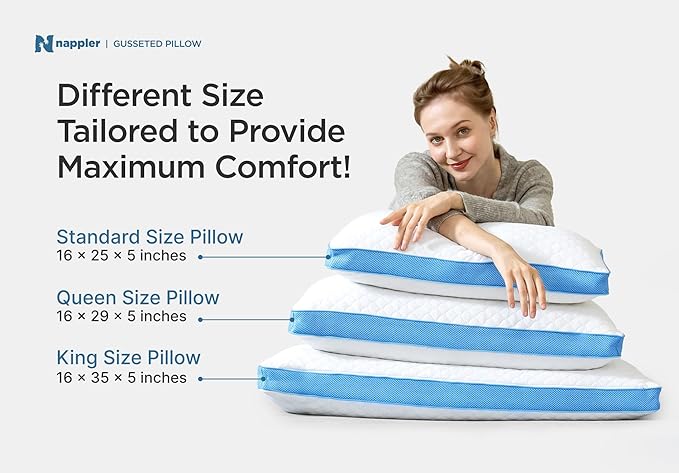 Side and Back Sleeper Pillow for Neck and Shoulder Pain Relief-Shredded Memory Foam Bed Pillow for Sleeping - 100% Adjustable Fill - Standard Size Set of 2 Washable Case. Extra Fill Included