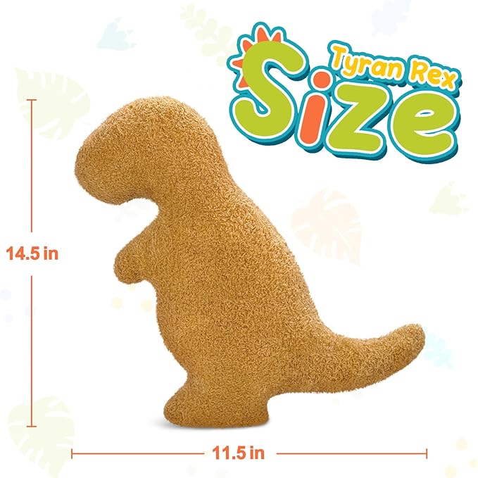 Dino Nugget Pillow for Birthday Gifts, Dinosaur Chicken Nuggets Plush Funny Gifts for Boys Girls, Plush Nuggets Dinosaur Stuffed Animal, Dino Pillow Cute Dinosaur Gifts for Kids (Small, Tyran Rex)