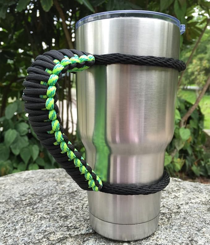 Handmade Paracord Handle for Yeti/Rtic/Ozark Trail Rambler 30 Oz Tumbler. Green/Black