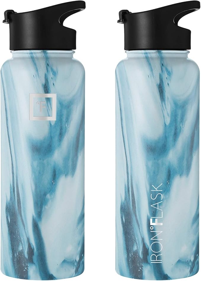 IRON °FLASK Sports Water Bottle - 40 Oz 3 Lids (Wide Spout Lid), Leak Proof - Stainless Steel Gym & Sports Bottles for Men, Women & Kids - Double Walled, Insulated Thermos, Mothers Day Gifts for Mom