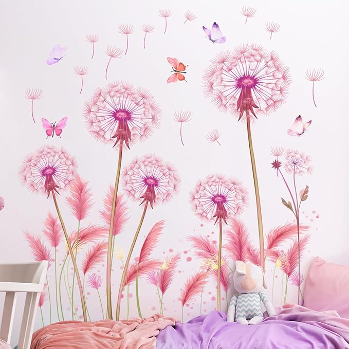 Elegant Flower & Butterfly Wall Stickers - Set of 6, 90cm x 35.43inch Decorative Vinyl Sheets