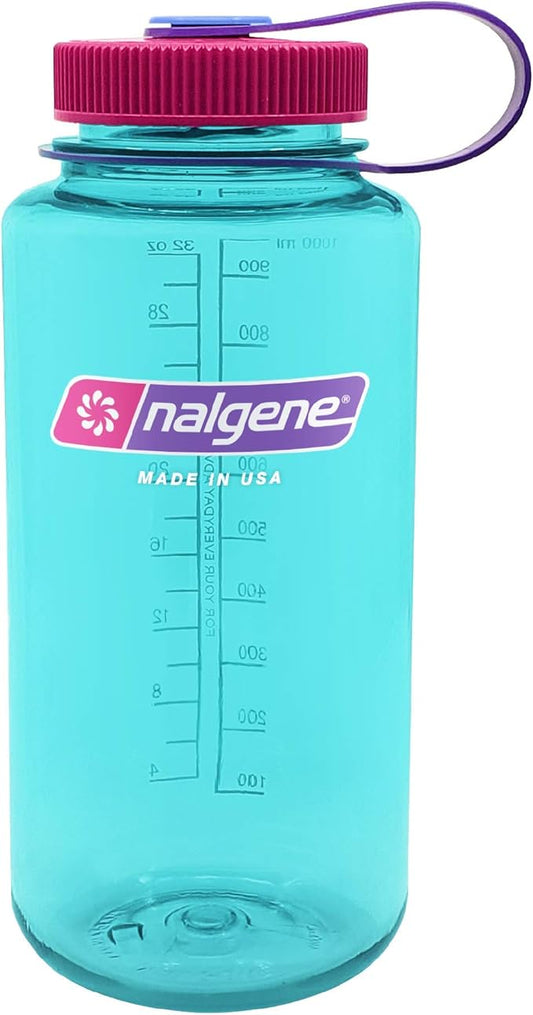 Nalgene Sustain Tritan BPA-Free Water Bottle Made with Material Derived From 50% Plastic Waste, 32 OZ, Wide Mouth, Surfer