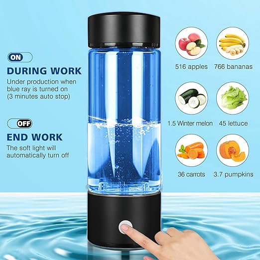 Hydrogen Water Bottle Generator 3 IN1,SPE/PEM Water Ionizer,Glass Hydrogenated Rich Water Bottles, Hydrogen Water Machine Filter Pitcher Improve Water Gift for Office/Home/Travel Women/Men/Grandpa