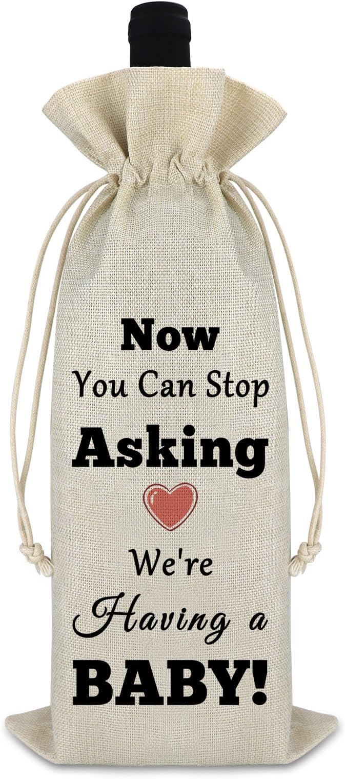 Christmas Gift for Mother Father Wine Bags Pregnancy Announcement Gift for Parents Surprised Christmas Gifts for Husband Drawstring Wine Wrap Bottle Bags Birthday Gift for Her Him Mother in Law Gift