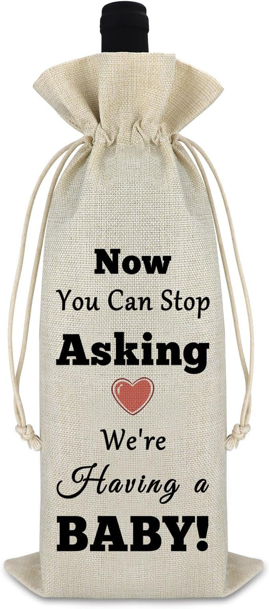 Christmas Gift for Mother Father Wine Bags Pregnancy Announcement Gift for Parents Surprised Christmas Gifts for Husband Drawstring Wine Wrap Bottle Bags Birthday Gift for Her Him Mother in Law Gift