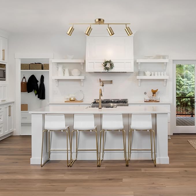 Globe Electric Pratt 4-Light Track Lighting, Matte Brass, Gold