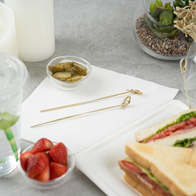 Restaurantware 6 Inch Twisted Bamboo Skewers 1000 Sturdy Disposable Bamboo Food Picks - Sturdy Looped Knot Bamboo Appetizer Picks Sustainable For Serving Appetizers and Cocktail Garnishes