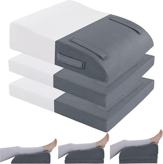 BALAPET Adjustable Leg Elevation Pillows, 10" Height Memory Foam Wedge Leg Rest Pillow for Circulation, Supportive Bolster Pillow for Pregnancy Relieves Pressure Hip Leg Elevation, Dark Grey