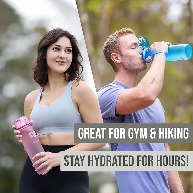 Embrava Sports Water Bottle - 32oz Large - Fast Flow Quick Sip Lid - BPA & BPS Free - Leakproof, Flip Top - Lightweight & Sturdy Tritan Plastic - Strainer for Fruit & Ice