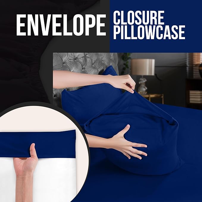 Utopia Bedding Queen Pillow Cases - 2 Pack - Envelope Closure - Soft Brushed Microfiber Fabric - Shrinkage and Fade Resistant Pillow Covers 20 X 30 Inches (Queen, Royal Blue)