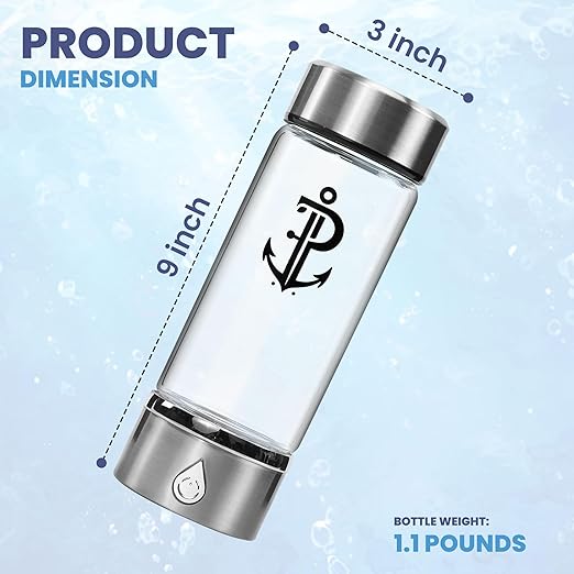 Hydrogen Water Bottle Generator | Durable SPE PEM Electrolysis Technology Hydrogen Water in 3 Min | Portable Water Quick Ionizer Machine for Home, Office, Travel, Exercise, Daily Use & Gifts (Silver)