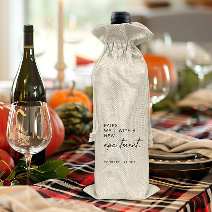 Housewarming Wine Bag, New Apartment Wine Gift Bag, House Warming Gifts for New Homeowner, Realtor Gift to Clients