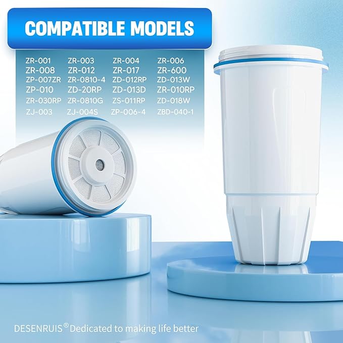 Upgraded Water Filter Replacement for Zero Pitcher and Dispenser ZR-001 ZR-004 ZP-006 ZR-017, Multi-Stage Filter System, Effectively Reducing Lead, Chromium, PFOA, and PFOS Contaminants, Pack of 3