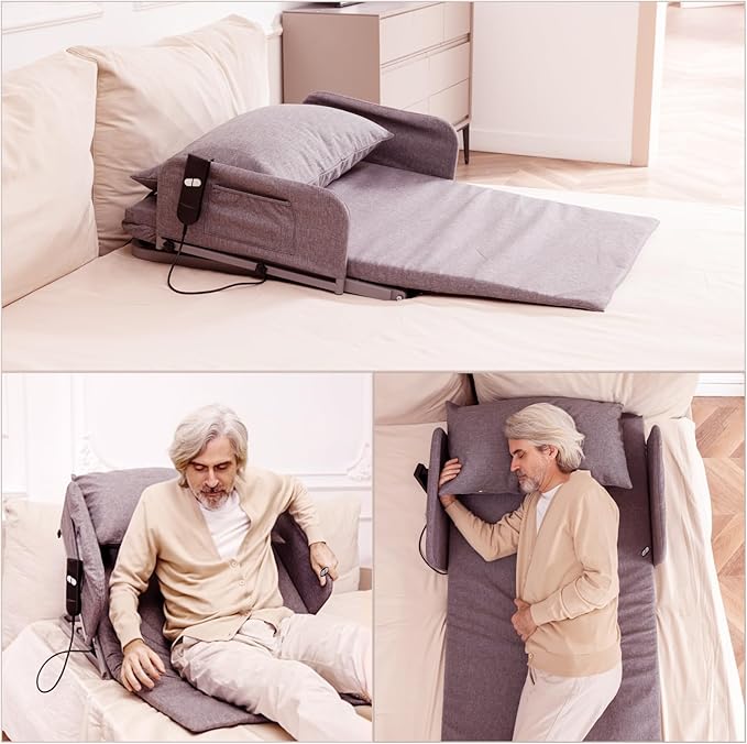 Lifting Bed Backrest | Electric Adjustable Power Bed Wedge Mattress with Pillow Cover for Elderly, Patient, Pregnant Women | Sitting and Sleeping Positioning Assistance, Steel Frame