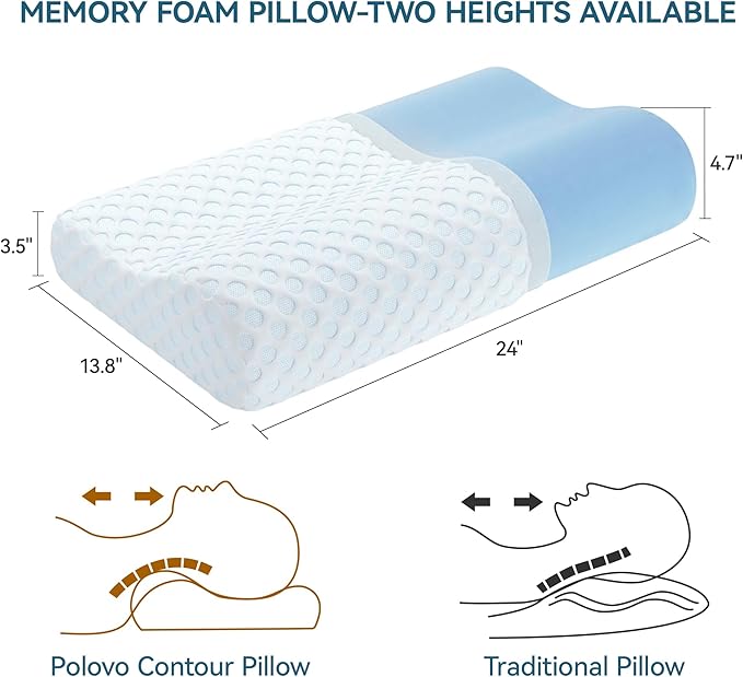 Neck Pillow Memory Foam Contour Pillow for Pain Relief Cervical Pillow for Sleeping, Orthopedic Pillow for Neck and Shoulder Pain, Ergonomic Pillow for Side Back Stomach Sleeper-Soft