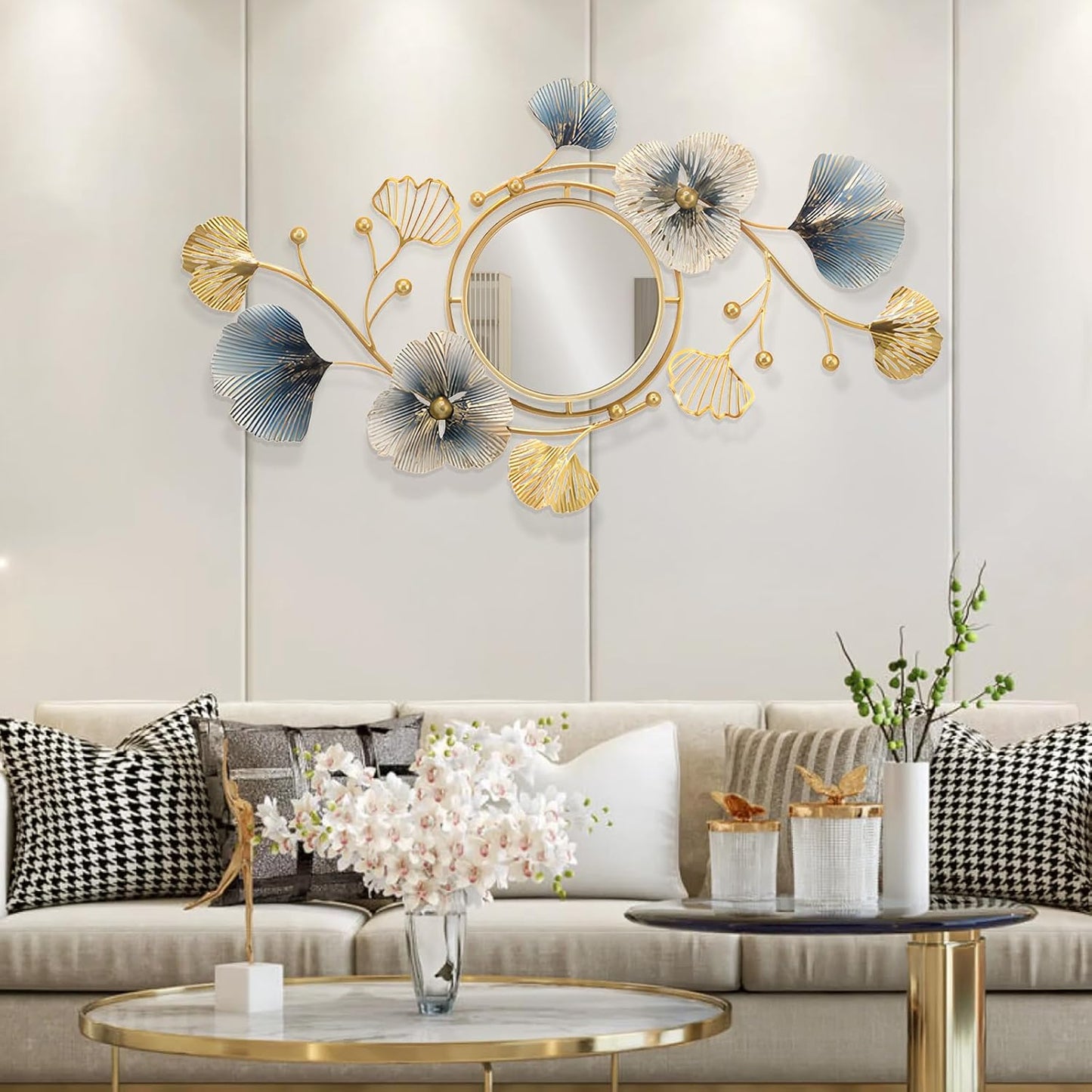 Lucky Monet Wall Art Decor Large Metal Wall Art Modern Geometric Circular Decor Wall Sculptures Wall Hanging Decoration for Living Room Dinning Room Bedroom Entryway Kitchen (Style 3)